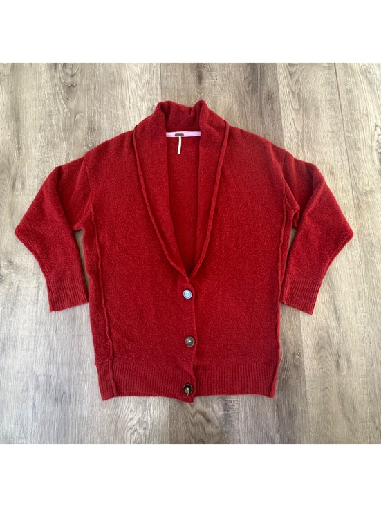 Free People Jackets & Blazers - Free People Oversized Red Eucalyptus Cardigan XS